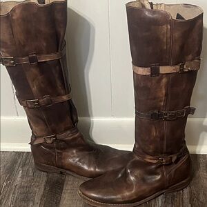 Distressed BED|STU Tall Brown Leather Boots Women’s Size 10